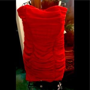 Coral Chiffon! Strapless cocktail dress! Stunning!